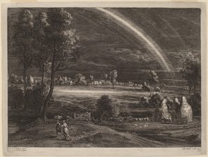 Landschap met een Grote Regenboog door Schelte Adams Bolswert after Sir Peter Paul Rubens