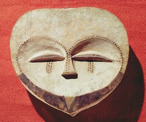Janusmasker, Kwele bevolking, Congo (beschilderd hout) door School African