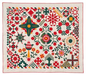 Een bloemenapplicatie quilt, mogelijk Pennsylvania door School American