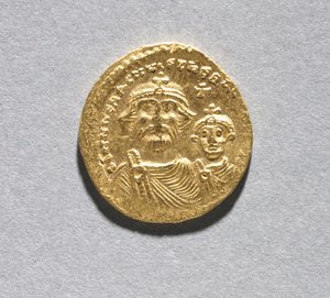 Solidus met Heraclius en zijn Zoon Heraclius Constantijn (voorzijde), c.616-625 door School Byzantine