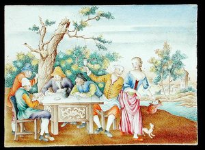 Een famille rose plaquette, c.1740