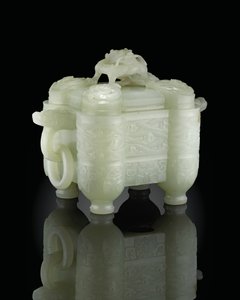 Archaïstisch vat en deksel, Tulu, Qianlong-periode (1736-95)
