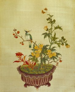 Kunst China: schilderij op zijde bloemen en vogels. Anoniem uit de 18e eeuw. Parijs, BN door School Chinese