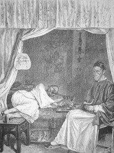 Chinese opiumrokers, gravure uit 1875 door School Chinese