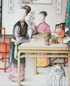 Detail van keizerlijk Canton paneel, Qianlong periode door School Chinese