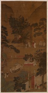 Elegante bijeenkomst in de westelijke tuin, ca. 1600 door School Chinese