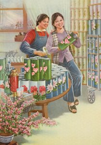 "Bloemen van vriendschap", propagandaposter uit de Chinese Culturele Revolutie door School Chinese