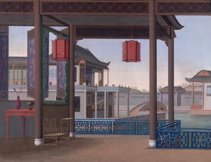 Huis van een Chinese ambtenaar, c.1800-05 door School Chinese