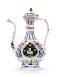 Rose-Imari kan en deksel voor de Midden-Oosterse markt, tweede kwart van de 18e eeuw door School Chinese