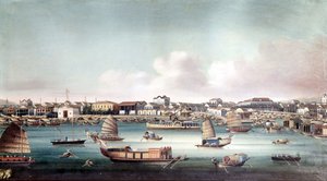 De haven van Kanton (China) rond het midden van de 19e eeuw. Anonieme Chinese schildering