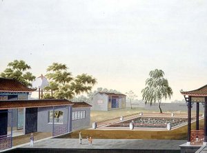 Ommuurde tuin, c.1820-40 door School Chinese
