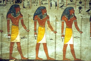 Oud Egypte, schilderij, graf van Ramses I, Thebe, goden van de onderwereld door School Egyptian