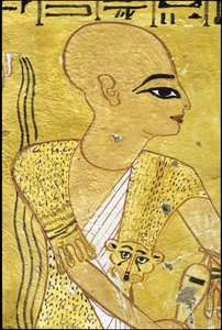 Oude Egypte, muurschildering, Tombe van Inherkhau, Thebe, Tombe van de Edelen, 20e dynastie, een priester giet plengoffers voor Inherkhau door School Egyptian