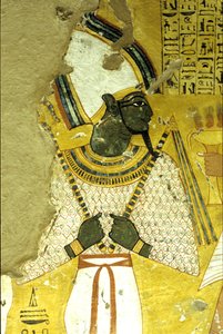 Oude Egypte, muurschildering Graf van Inherkhau, Thebe, Graf van de Edelen, 20e dynastie, Osiris, God van het hiernamaals