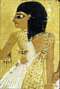 Oud Egypte, muurschildering graf van Inherkhau, Thebe, graf van de edelen, 20e dynastie, Inherkhau in luipaardvel