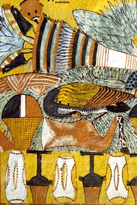 Oud Egypte, muurschildering graf van Sennedjem, Deir el Medina, Thebe, graf van de edelen door School Egyptian