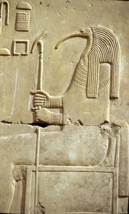 Oud Egypte, Muur schildering/gravure, De God Thoth, Tempel van Seti I, Abydos