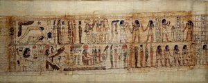 Oude Egyptische Kunst Mythologische Papyrus van Serimen door School Egyptian