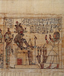 Oud-Egyptische kunst: mythologisch papyrus van Serimen door School Egyptian