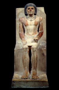 Egyptische oudheid: kalkstenen beeldje van Kai, beheerder van de jakhals. Uit Saqqara. Oude rijk, 5e dynastie. Parijs, Louvre Museum