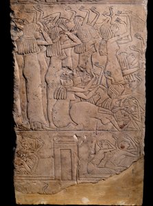 Egyptische oudheid: memphitische tombe van Horemheb in Saqqarah, reliëf: rouw bij de begrafenis van Horemheb. 18e dynastie (circa 1550-1295 v.Chr.)