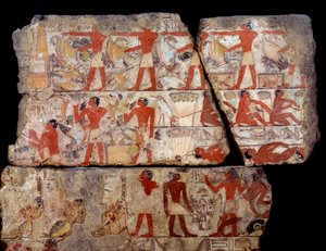 Egyptische oudheid: schilderij van de mastaba van Metchetchi door School Egyptian