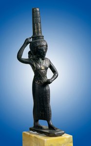 Egyptische antiquiteit: beeldje van de krijgsgod Onouris (of Chou), Parijs, Louvre Museum