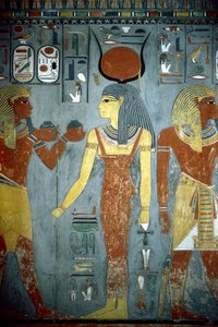 Luxor, Thebe: Vallei der Koningen, tombe van Horemheb (-1343 - -1314), Egyptische farao waarop de godin Isis verschijnt