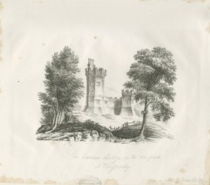 Biddulph - Wachtlodge in Knypersley Park: gravure door School English