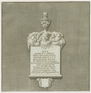 Colwich - Muurmonument voor George Sprat (gravure)