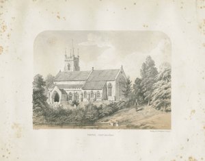 Colwich Kerk (getinte lithografie) door School English