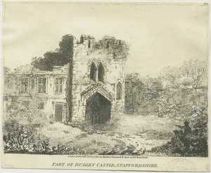 Dudley Castle - Het Poortgebouw: lithografie, nd [ca. 1801] door School English