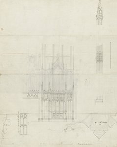 Interieur van Lichfield Kathedraal - Reredos naar Altaar door School English
