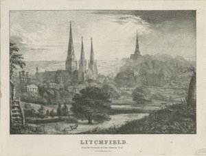 Lichfield - Noordwestelijke Aanblik (lithografie, nd [?19e eeuw]) door School English