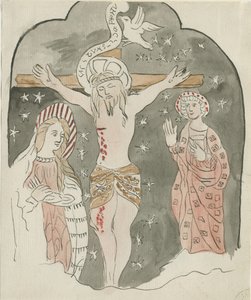Lichfield - Voorstelling van de Kruisiging (Greyfriars): aquarel, nd [?eind 18e eeuw] door School English