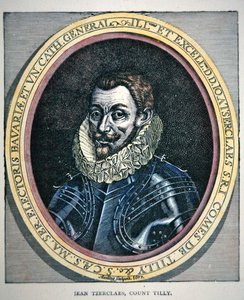 Portret van Johann Tserklaes (kleur litho) door School English