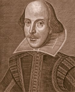 Portret van William Shakespeare, gegraveerd door Martin Droeshout