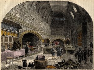 De 16e Eeuwse Keuken van Koningin Elizabeth I - gravure uit 