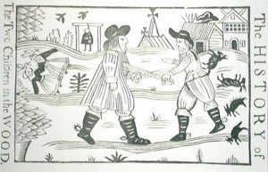 De geschiedenis van de twee kinderen in het bos, uit een verzameling chapbooks over esoterica, 14e-17e eeuw door School English