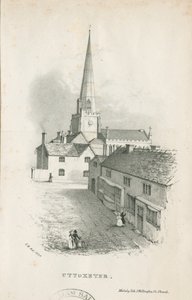 Uttoxeter Church (lithografie) door School English