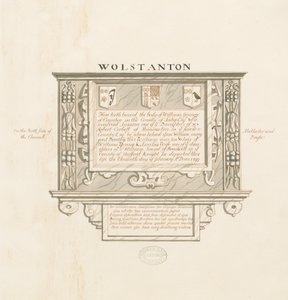 Wolstanton Kerk - Muurmonument voor William Yonge van Caynton: pen en wassing tekening, nd [?19e eeuw]