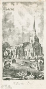 Wolstanton Kerk (lithografie) door School English