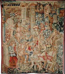 Keizer Titus Vespasianus (AD 9-79) beveelt zijn zoon, Titus (AD 38-91), terug te keren naar Jeruzalem
