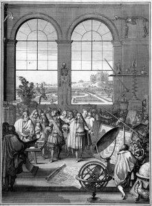 Allegorie van de Wetenschap (Lodewijk XIV bezoekt de wetenschap, 2e vlak, Parijs Observatorium)