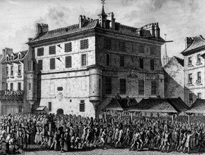 Franse Revolutie: Het volk van de Franse Garde van de gevangenis van de Abdij van Saint Germain des Prés in Parijs op 30 juni