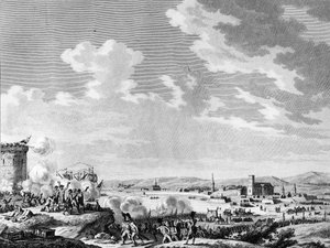 Franse revolutie en anti-revolutionaire bewegingen: Overwinning behaald door de Fransen bij Quiberon op 21 juli 1795 tegen de royalisten en het leger van Groot-Brittannië. Parijs, Bibliotheek van het Instituut voor Geschiedenis van de Revolutie door School French