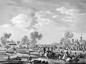 Franse revolutie en aankomst van contrarevolutionaire troepen: overwinning van de Franse revolutionairen in Jemmapes op 6 november 1792 op het Oostenrijkse leger in België