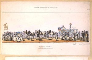 Processie van de Meuniers-Fariniers (molenaars) in Straatsburg, 25 juni 1840 door School French