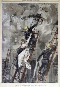 Redding van mevrouw Duplay door de brandweer - in "Le Petit Parisien", n.d.