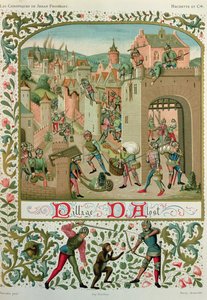 Plundering van Aalst en Grammont door de inwoners van Gent in 1380, uit een manuscript van 